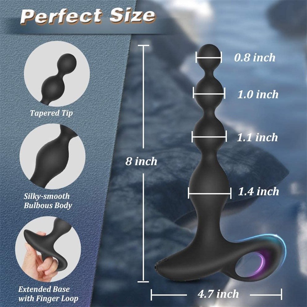10 Vibration Modes Erotic Prostate Massager Silicone Long Anal Beads Butt Plug Vibrator Sex Toy Butt Plug Vibrator