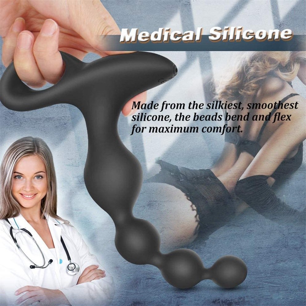 10 Vibration Modes Erotic Prostate Massager Silicone Long Anal Beads Butt Plug Vibrator Sex Toy Butt Plug Vibrator