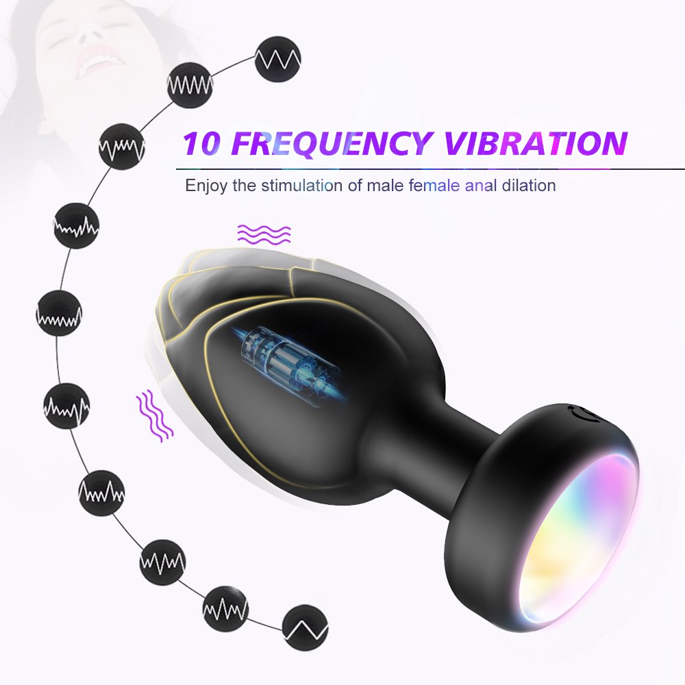Adult goods LED Flashing Anal Plug Wireless Remote Control Erotic Masturbation Silicone Vibrators Anal Plug For Men and Women