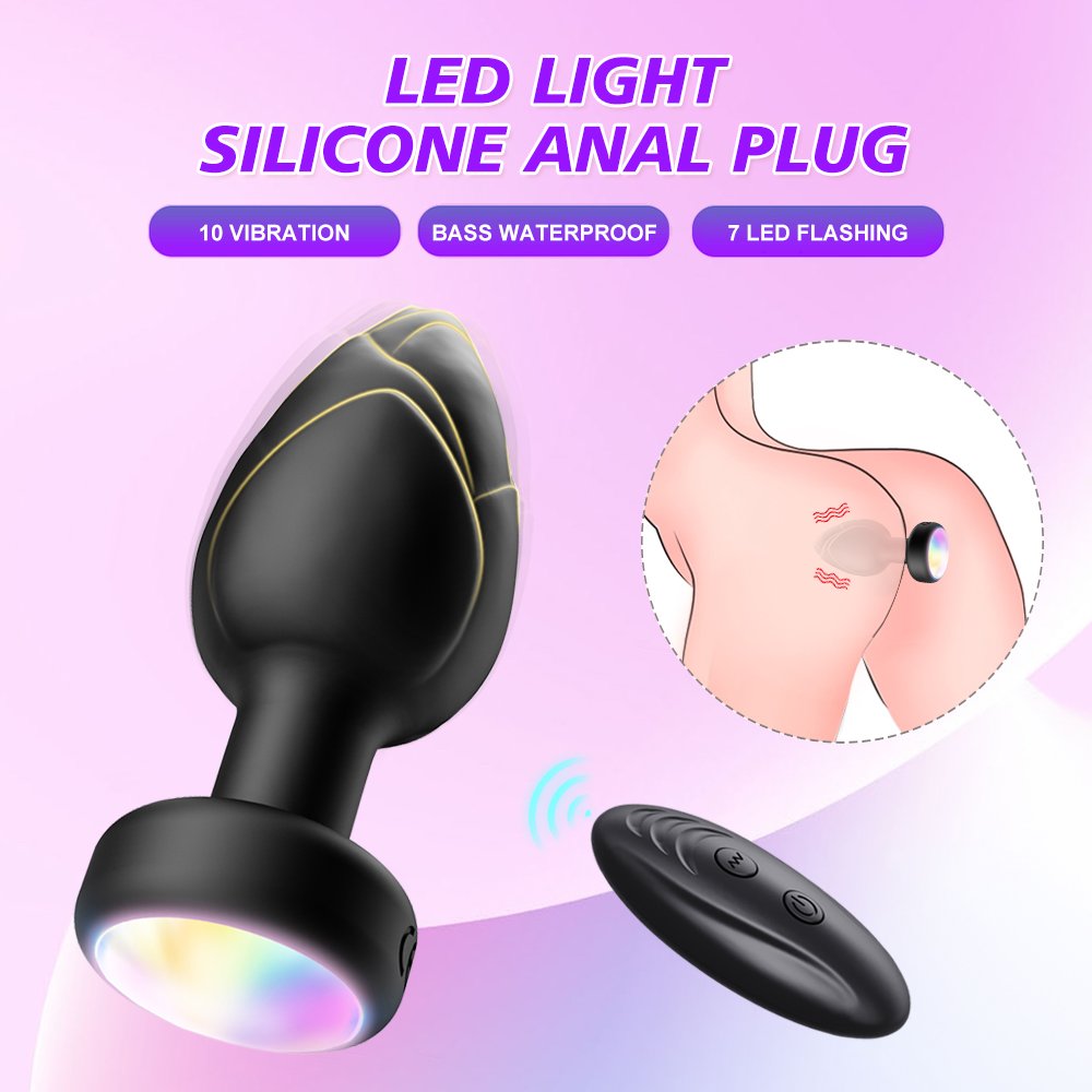 Adult goods LED Flashing Anal Plug Wireless Remote Control Erotic Masturbation Silicone Vibrators Anal Plug For Men and Women