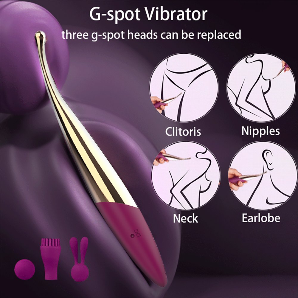 G Spot Vibrator with Three Silicone Head, 10 Powerful Vibration Modes Adult Sex Toys for Womens Nipple Anal Bullet Vibrator