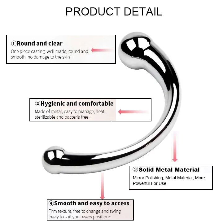 REDBURG Stainless Steel Double Head Anal Plug G-Point Prostate Massage Sex Toy for Women and Men Metal Butt Plug SM