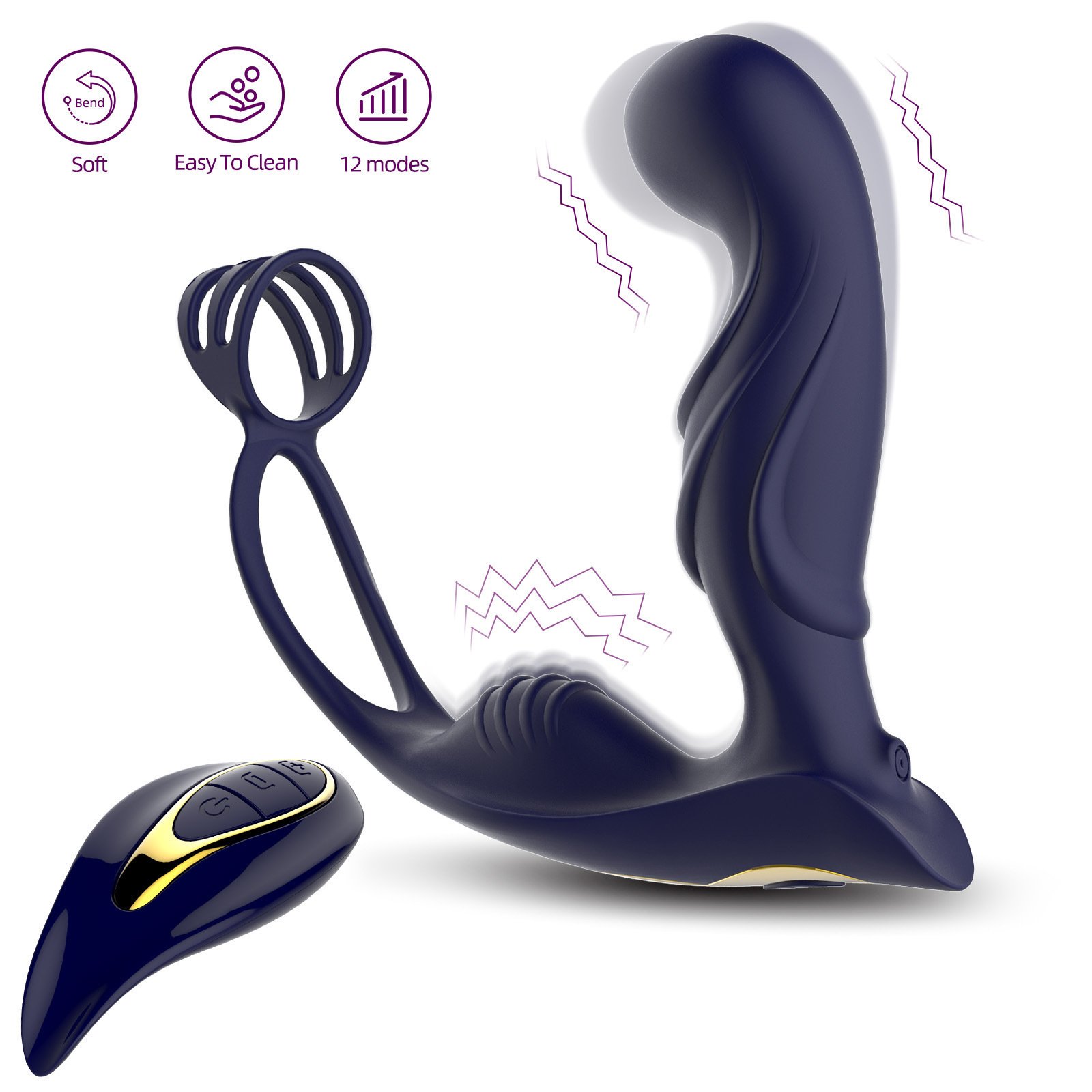 Male Prostate Massager Anal Vibrator Butt Plug Penis Cock Ring Delay Ejaculation Dildo Adult Sex Toy For Men Couples Masturbator
