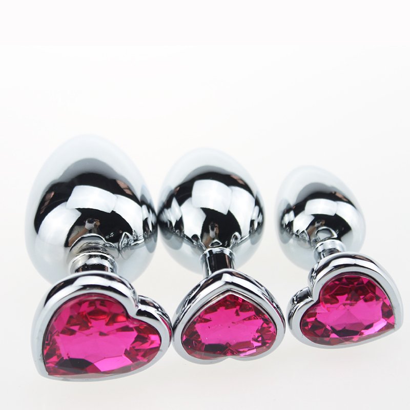 3 Size Anal Plug Heart Stainless Steel Crystal Anal Plug Removable Butt Plug Stimulator Anal Sex Toys