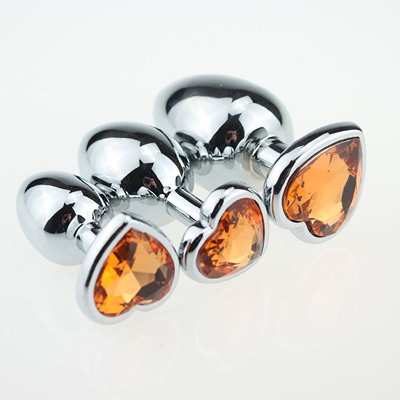 3 Size Anal Plug Heart Stainless Steel Crystal Anal Plug Removable Butt Plug Stimulator Anal Sex Toys