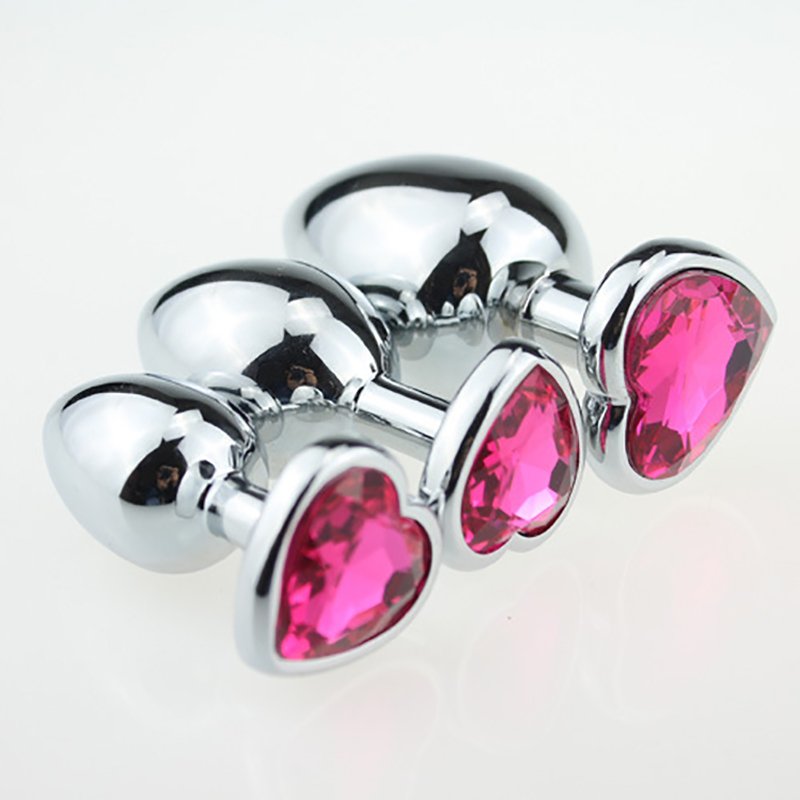 3 Size Anal Plug Heart Stainless Steel Crystal Anal Plug Removable Butt Plug Stimulator Anal Sex Toys