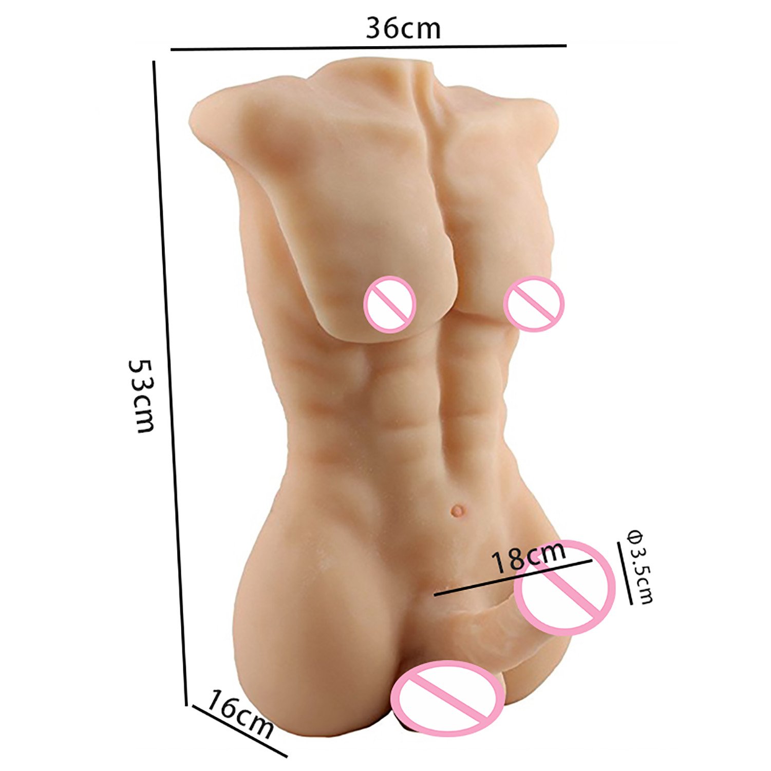 Yushan Female Silicone Muscle Sex Doll Realistic Tpe Male 3d Torso Long Penis Half Body Sex Doll With Big Dildo Sexy Anal Toy