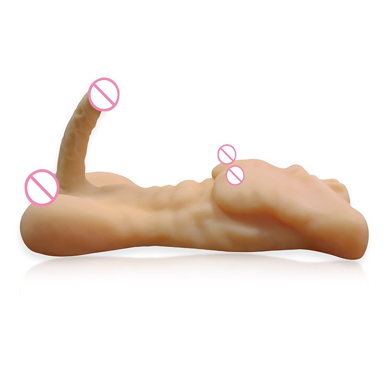 Yushan Female Silicone Muscle Sex Doll Realistic Tpe Male 3d Torso Long Penis Half Body Sex Doll With Big Dildo Sexy Anal Toy