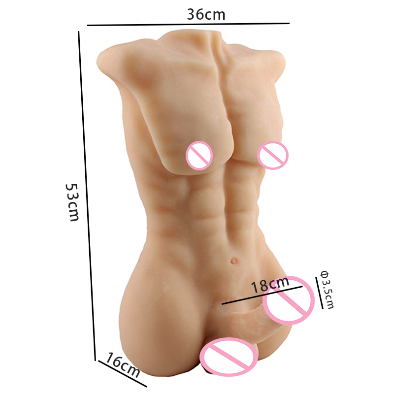 Yushan Female Silicone Muscle Sex Doll Realistic Tpe Male 3d Torso Long Penis Half Body Sex Doll With Big Dildo Sexy Anal Toy