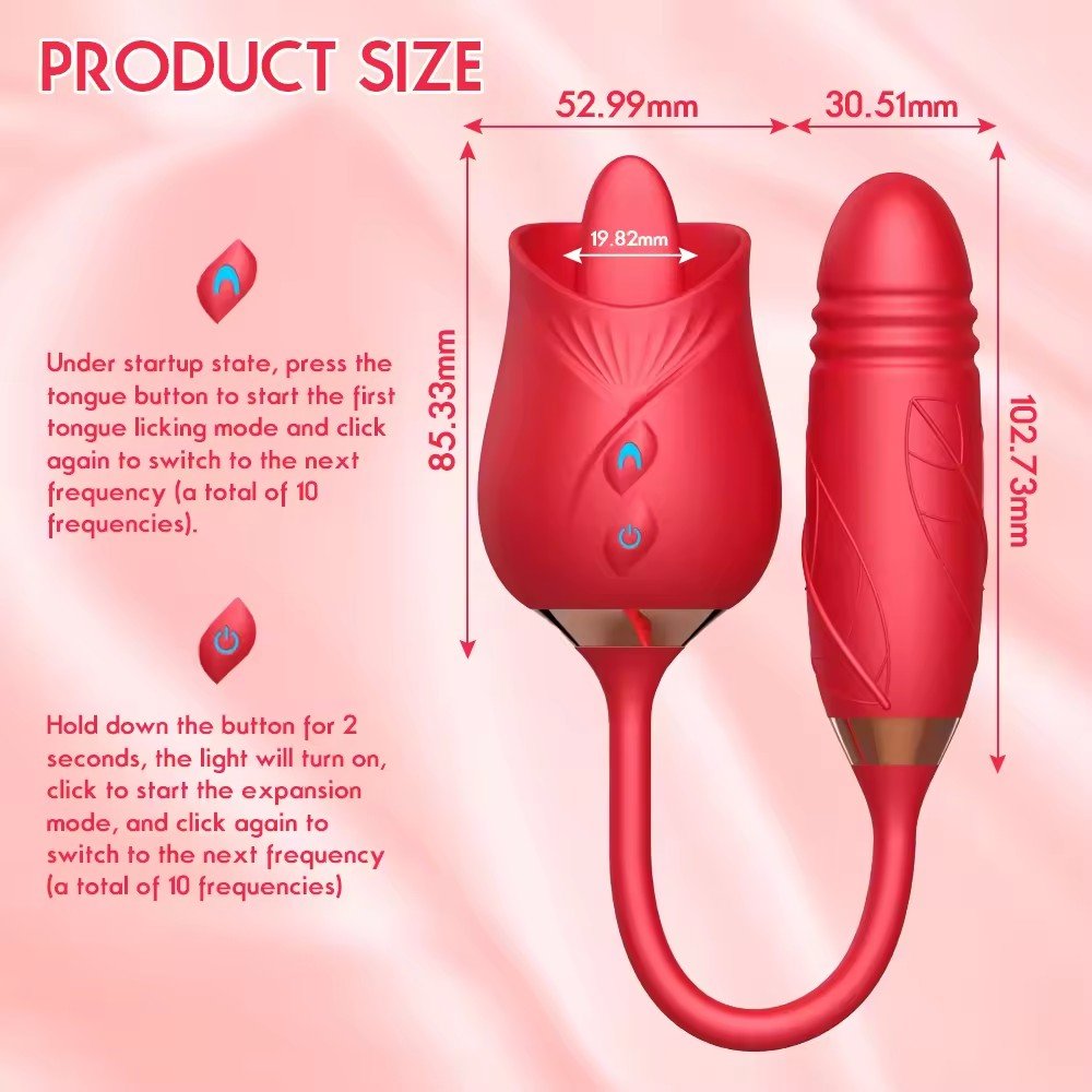 Anal Double Head dildo Vibrator Oral Licking Female Telescopic Masturbation Rose Thrusting Sucking Sex Toy for Woman
