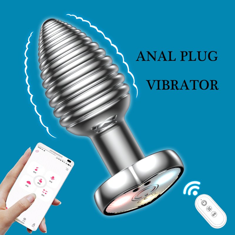 App-Controlled Remote Glowing Butt Plug Anal Sex Toys Metal Heart Base Vibrator for Adults Juguetes Sexuales for Women and Men