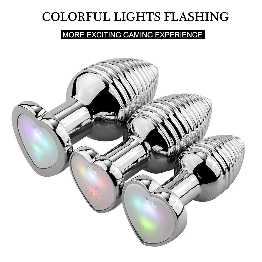 App-Controlled Remote Glowing Butt Plug Anal Sex Toys Metal Heart Base Vibrator for Adults Juguetes Sexuales for Women and Men