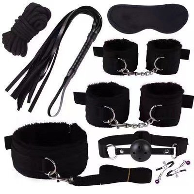 8 Pcs Erotic Sex Toys For Women Adults Games Nylon Bondage BDSM Kits Handcuffs Sex Whip Mouth Gag Rabbit Tail Anal Plug