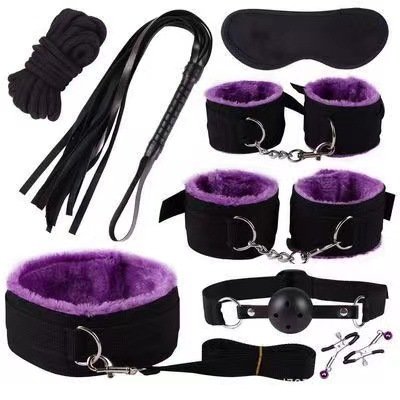 8 Pcs Erotic Sex Toys For Women Adults Games Nylon Bondage BDSM Kits Handcuffs Sex Whip Mouth Gag Rabbit Tail Anal Plug