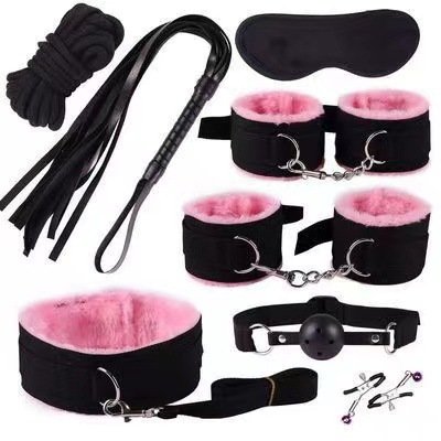 8 Pcs Erotic Sex Toys For Women Adults Games Nylon Bondage BDSM Kits Handcuffs Sex Whip Mouth Gag Rabbit Tail Anal Plug