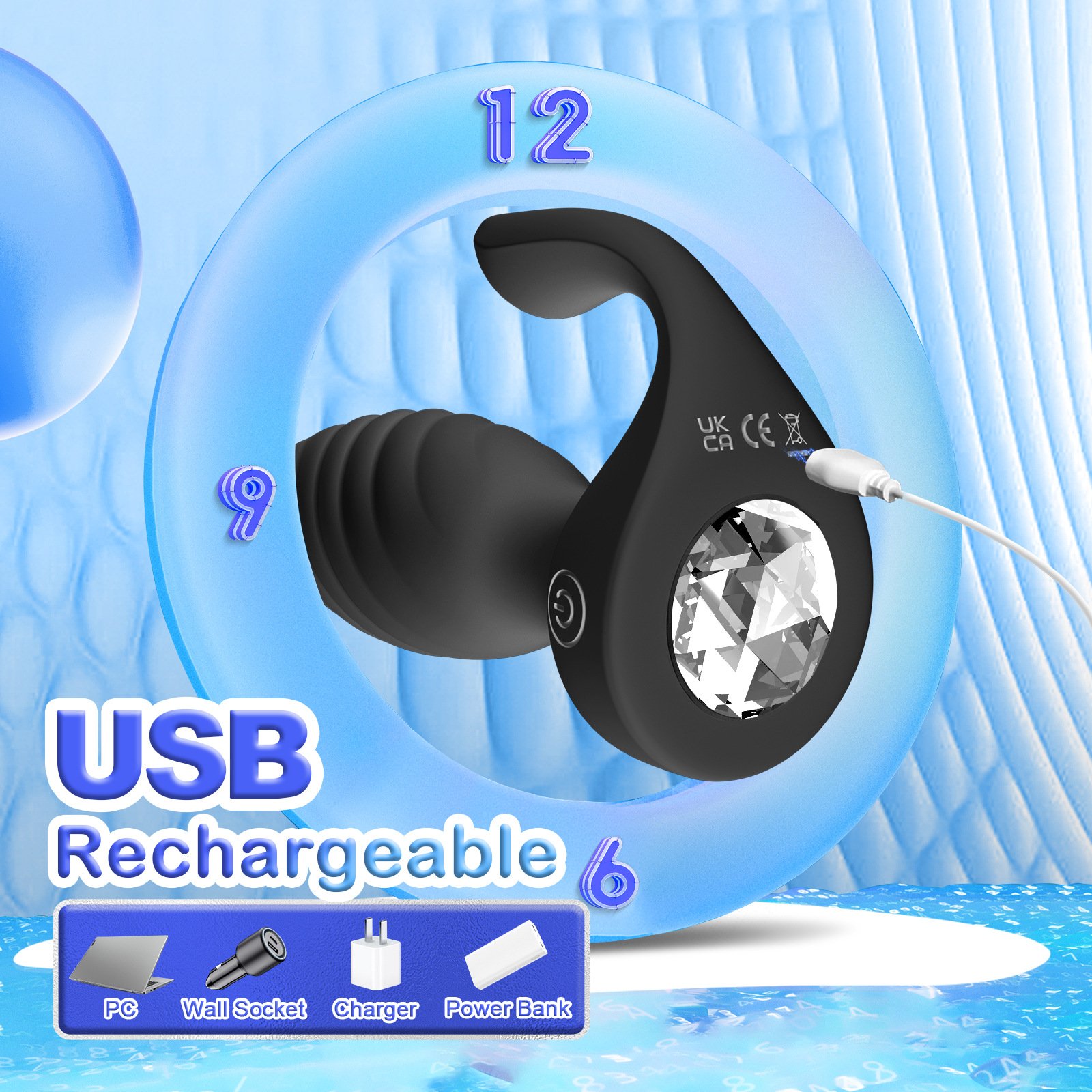 Diamond Double Vibration Anal Plug Dual Stimulation Anal Massage Adult Sex Toys