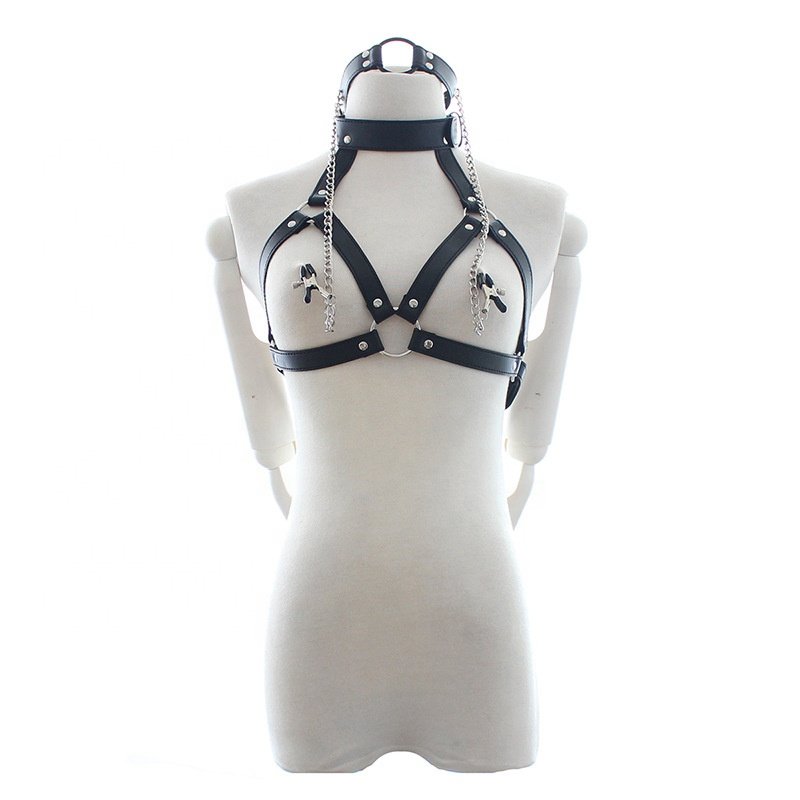Popular Bondage Set Leather Sex Exotic Dancewear Nipple Pliers Whip Rope BDSM Gear Kit Adult Handcuff Sex Toys for Couple