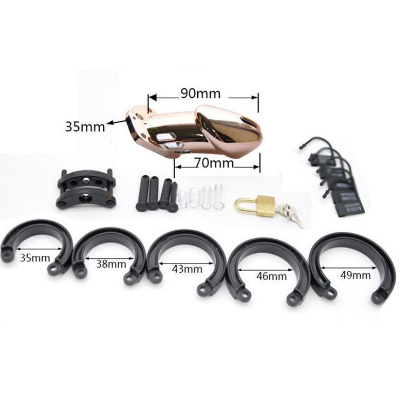 Dazzle color rose gold chastity lock, chastity SM binding device adjustable, adult toys