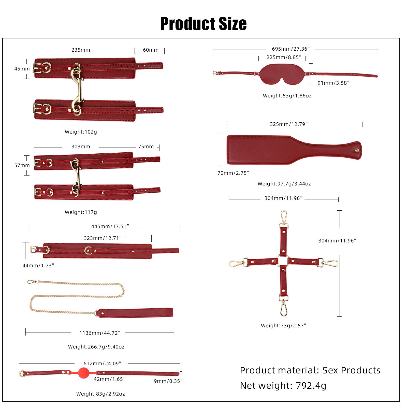 9pcs Black Bondage BDSM Gear Pu Leather Set with Bag Handcuffs Red Bondage Kits Sex Toys for Women juguetes sexuales