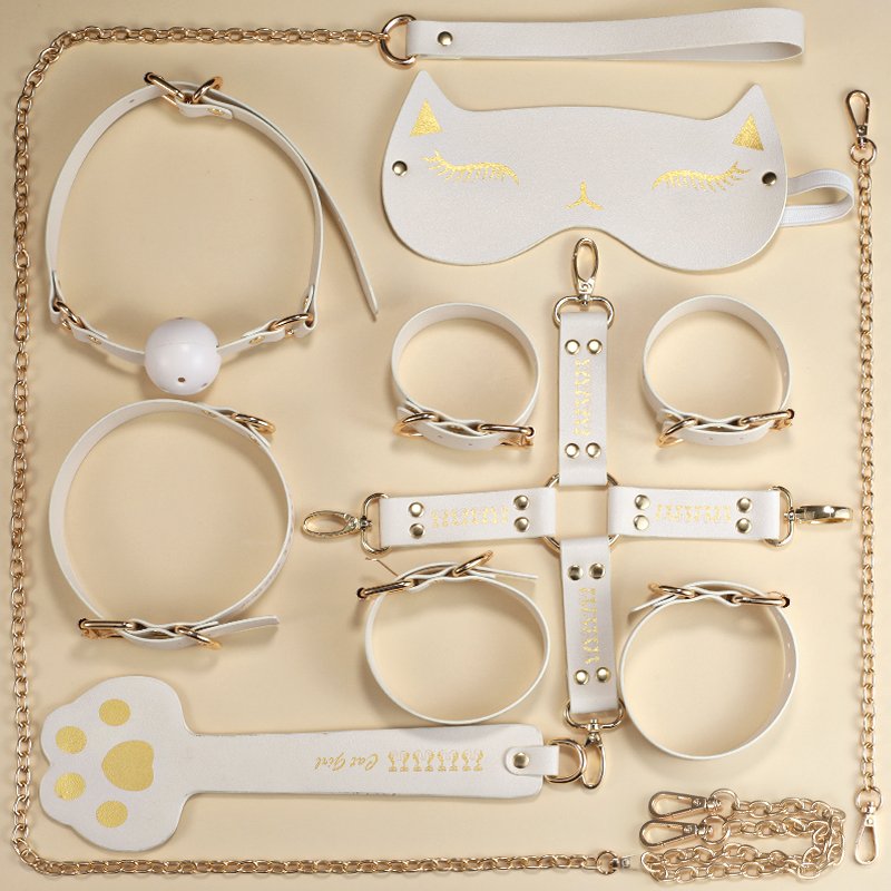 8pcs Bondage Gear Pu Leather Set Bdsm Handcuffs Collar Bondage Kit Sex Toys For Women men juguetes sexuales