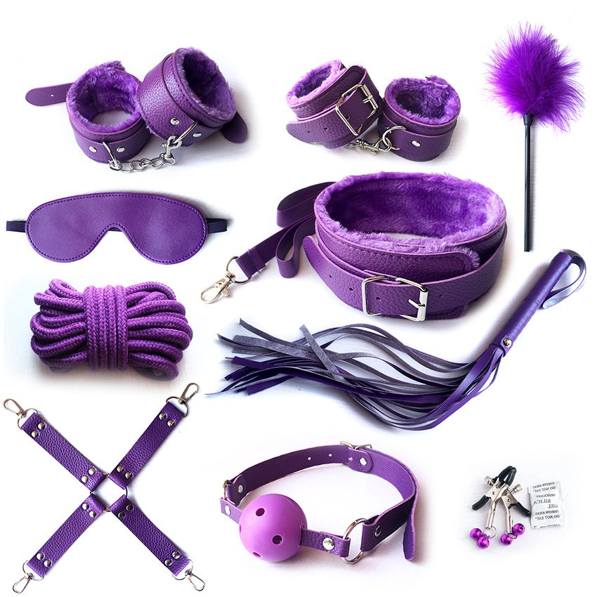 10 Pcs Kit mouth gag Nipple Clamps Leather Bondage Bear Plush Bdsm Restraints Couple Adult Sex Toys Slave bondage set