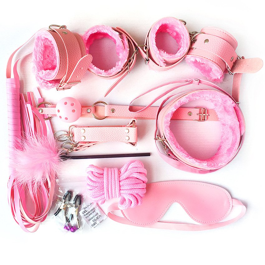 10 Pcs Kit mouth gag Nipple Clamps Leather Bondage Bear Plush Bdsm Restraints Couple Adult Sex Toys Slave bondage set