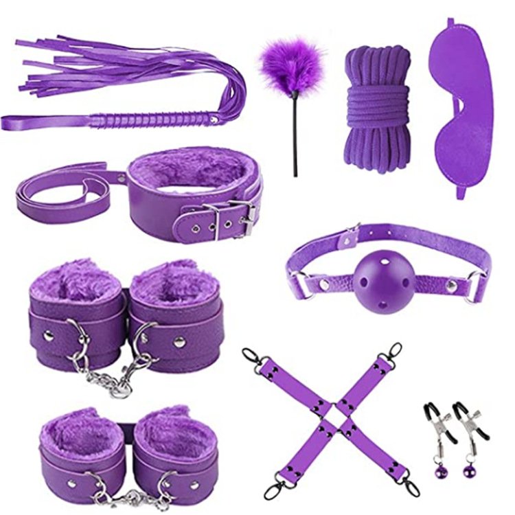 Delove 10 PCS Sexy BDSM Bondage Set Slave Sex Toys Fetish Erotic Accessories Sexy Handcuff Collar Adult Games Sex Toys for Women