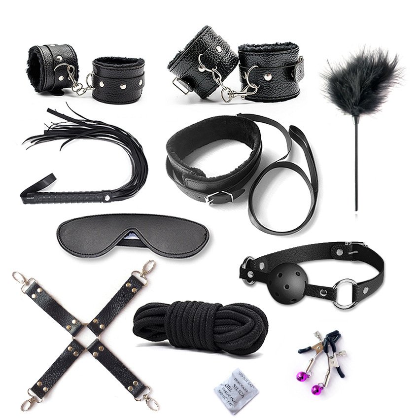 Delove 10 PCS Sexy BDSM Bondage Set Slave Sex Toys Fetish Erotic Accessories Sexy Handcuff Collar Adult Games Sex Toys for Women
