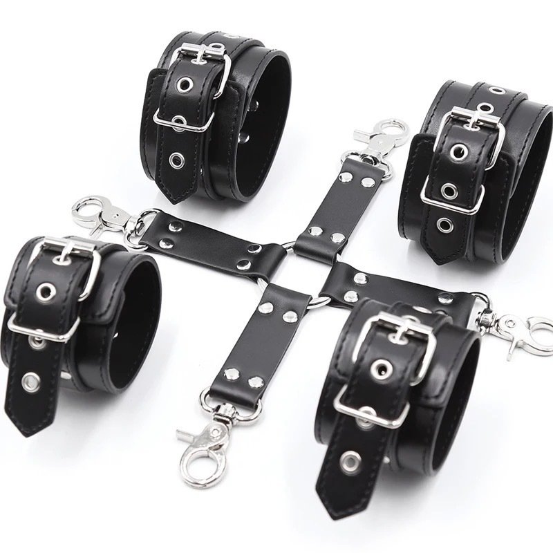 HULAMY Adult sex toys for woman and men handcuff Bdsm Bondage Kit Set Leather Bondage Gear