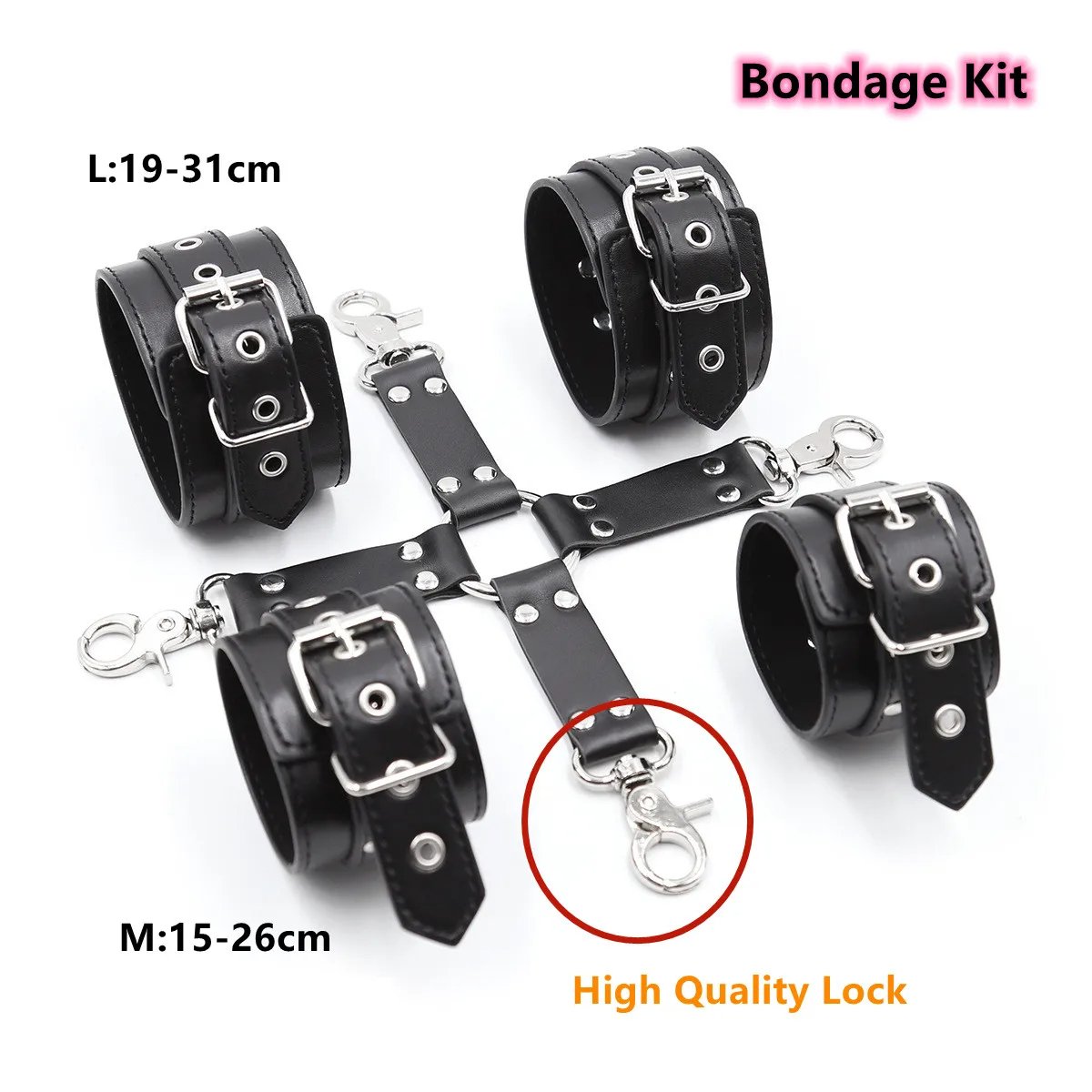 HULAMY Adult sex toys for woman and men handcuff Bdsm Bondage Kit Set Leather Bondage Gear