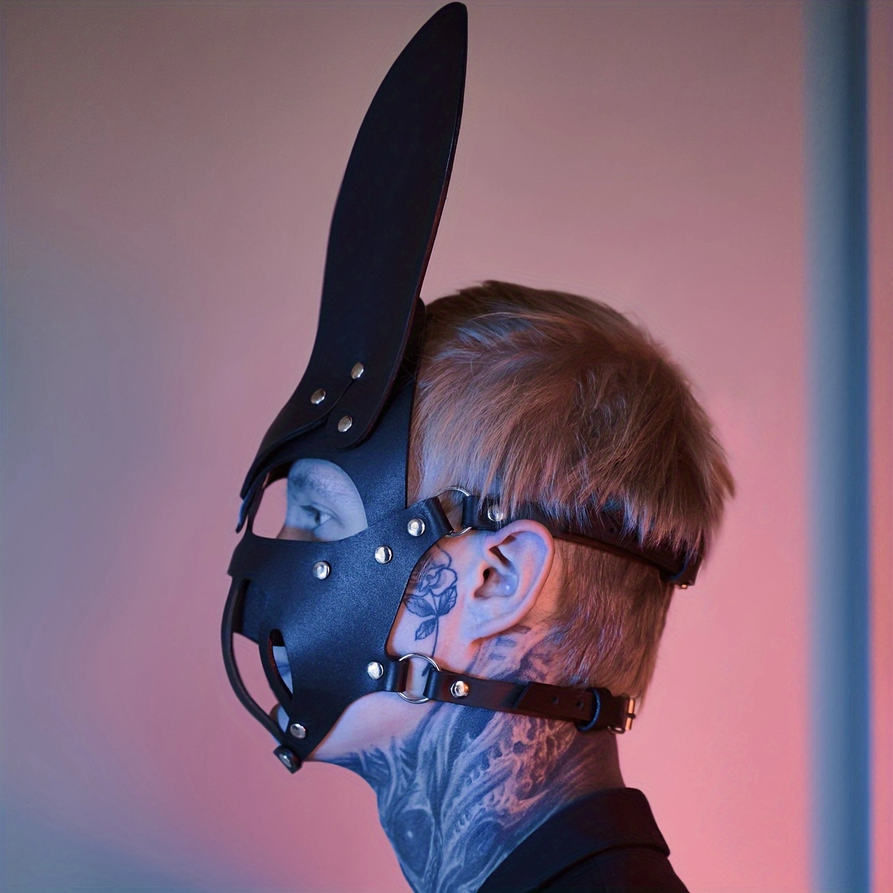 Wholesale Sexy Punk Halloween Leather Face Mask Harness For Adult Play Bondage Gear