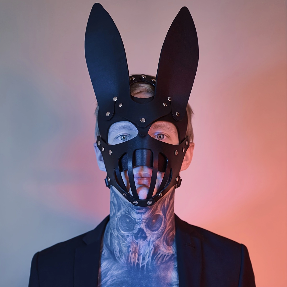 Wholesale Sexy Punk Halloween Leather Face Mask Harness For Adult Play Bondage Gear