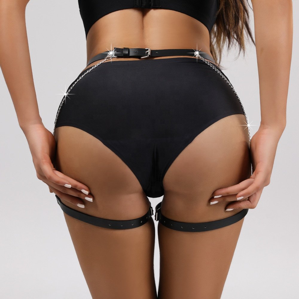 Custom Leather Harness Buttock Garter Belts Fashion Sexy Women's Lingerie Body Bondage Erotic Leg Suspenders Fetish Sets