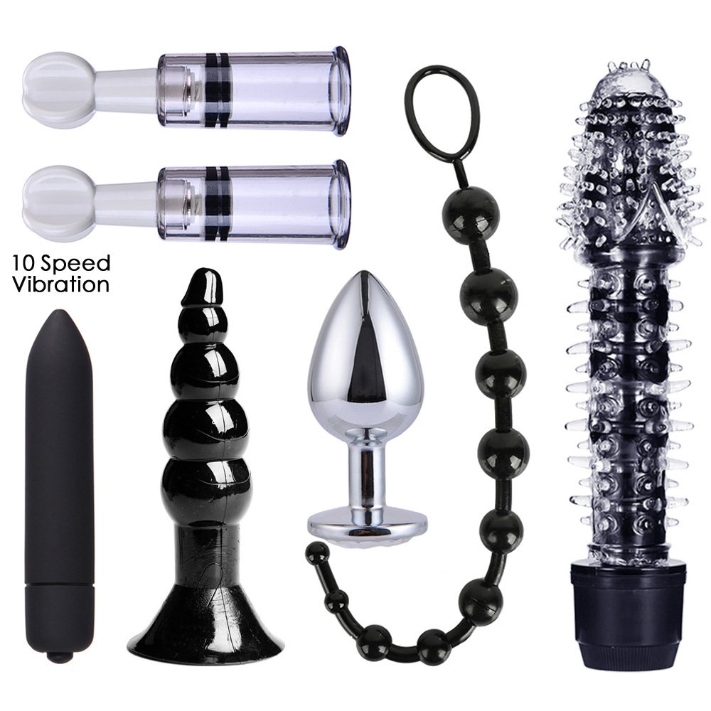 26PCS SM Play Sex toys Kit of Nipple Clamps Handcuffs Whip Rope Anal Vibrator Bondage SM Sex Games Toys for Couple Play