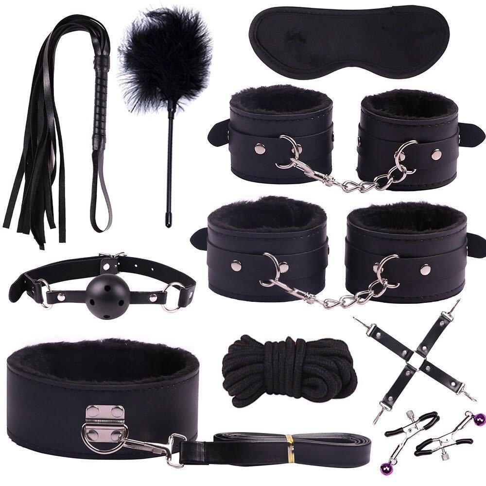 Adult Sm 13Pieces Kit Flirting Fetish Restraint Handcuffs Erotic Set Sex Toys Bdsm Bondage Gear