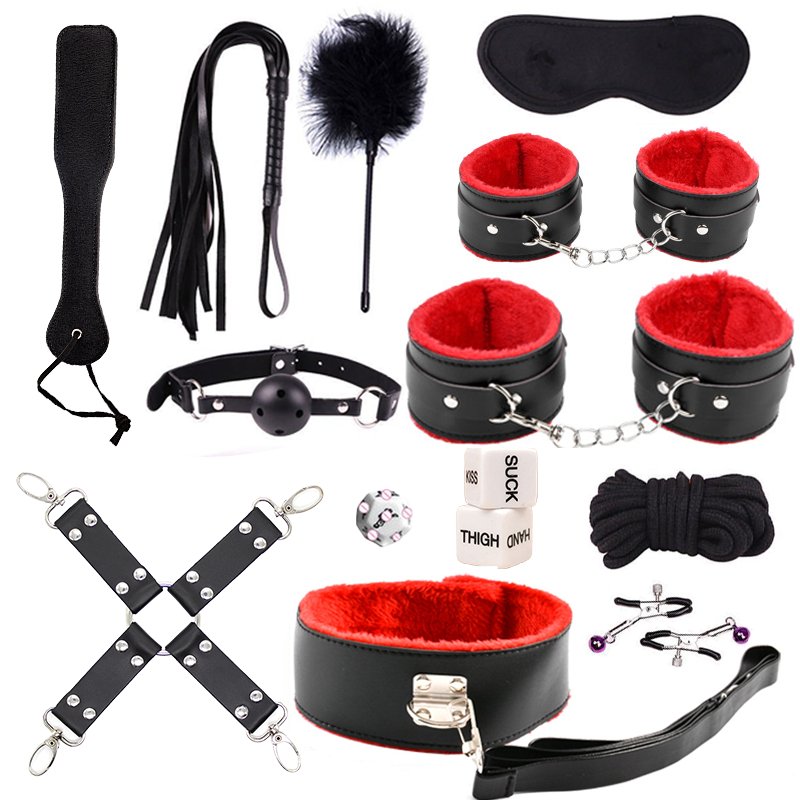 Adult Sm 13Pieces Kit Flirting Fetish Restraint Handcuffs Erotic Set Sex Toys Bdsm Bondage Gear