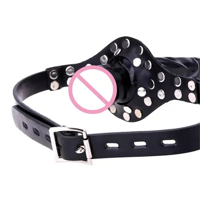 Hot Selling Adjustable Leather Double-head Penis Strap on Dildo Mouth Ball Gag SM Bondage for Lesbian