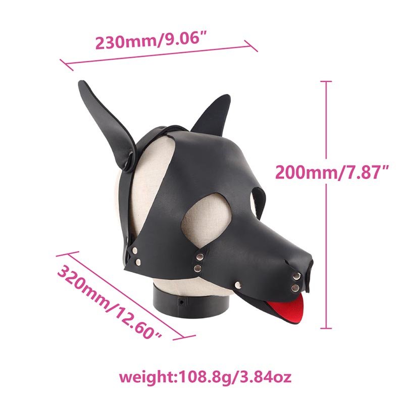 Aimitoy Sexy Cosplay Role Puppy Play Toys Mistress Neoprene Leather Dog Head Bdsm Headgear Sex Head Restraints Hood
