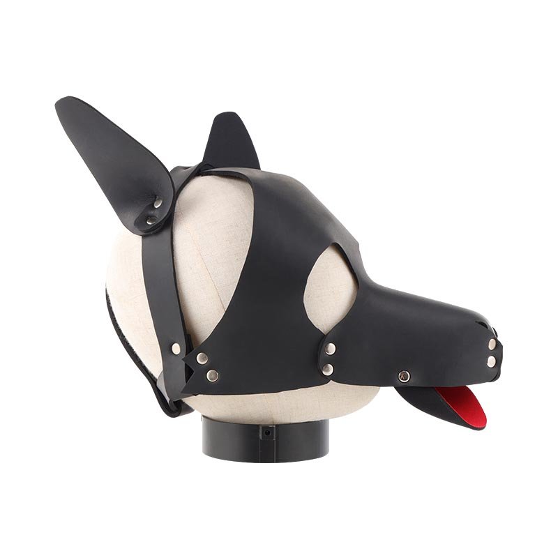 Aimitoy Sexy Cosplay Role Puppy Play Toys Mistress Neoprene Leather Dog Head Bdsm Headgear Sex Head Restraints Hood