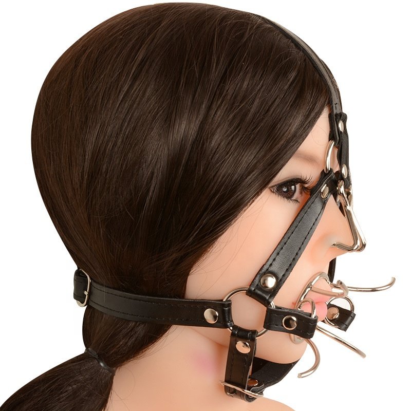 BDSM Black Bondage Restraint Spider Shape Metal Ring Mouth Gags BDSM Harness Fetish Open Mouth Gag For Adults Games