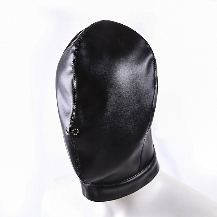 Sex Slave Toys Leather BDSM Harness Breathable Bondage Hood Restraint Head Gear for Couples