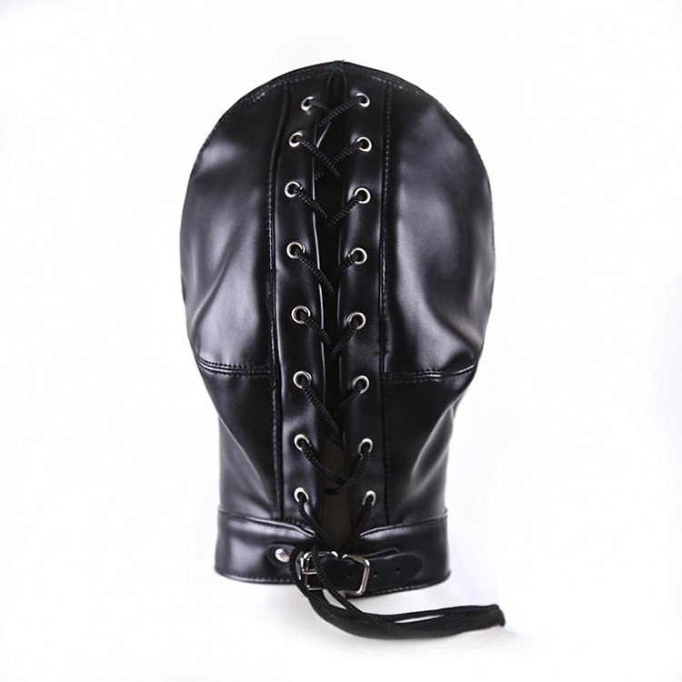 Sex Slave Toys Leather BDSM Harness Breathable Bondage Hood Restraint Head Gear for Couples