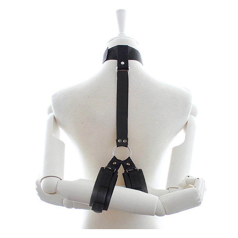 Adjustable Durable Behind Back Handcuffs Collar Neck To Wrist Restraints SM Bondage Gear Accessories