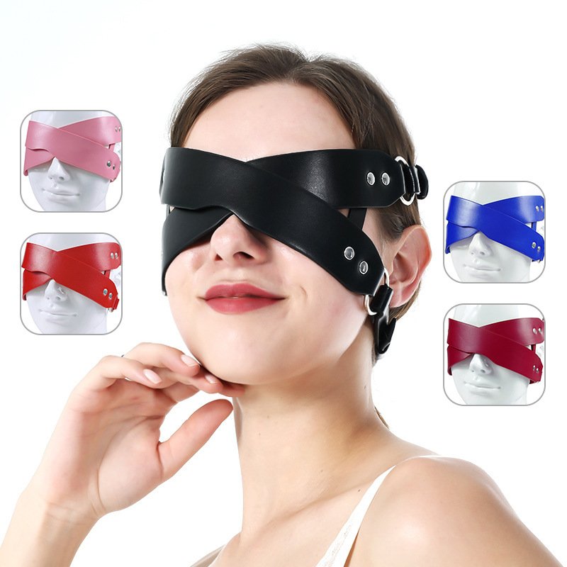 Punk Pu Leather Personality Cross Sexy Eye Mask Party Costume Ball BDSM Women Men Game Decorative Eye Mask