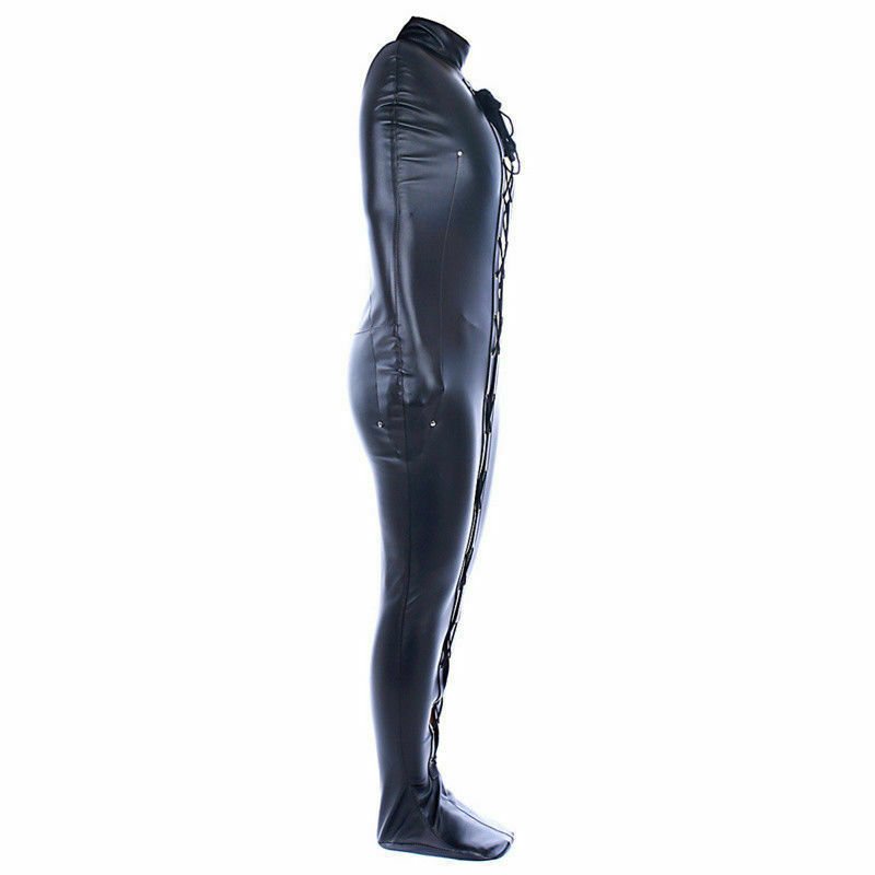 Adult Games BDSM Full Body Black PU Leather Mermaid Bondage Sack Bondage Sleeping Bag with Detachable Hood