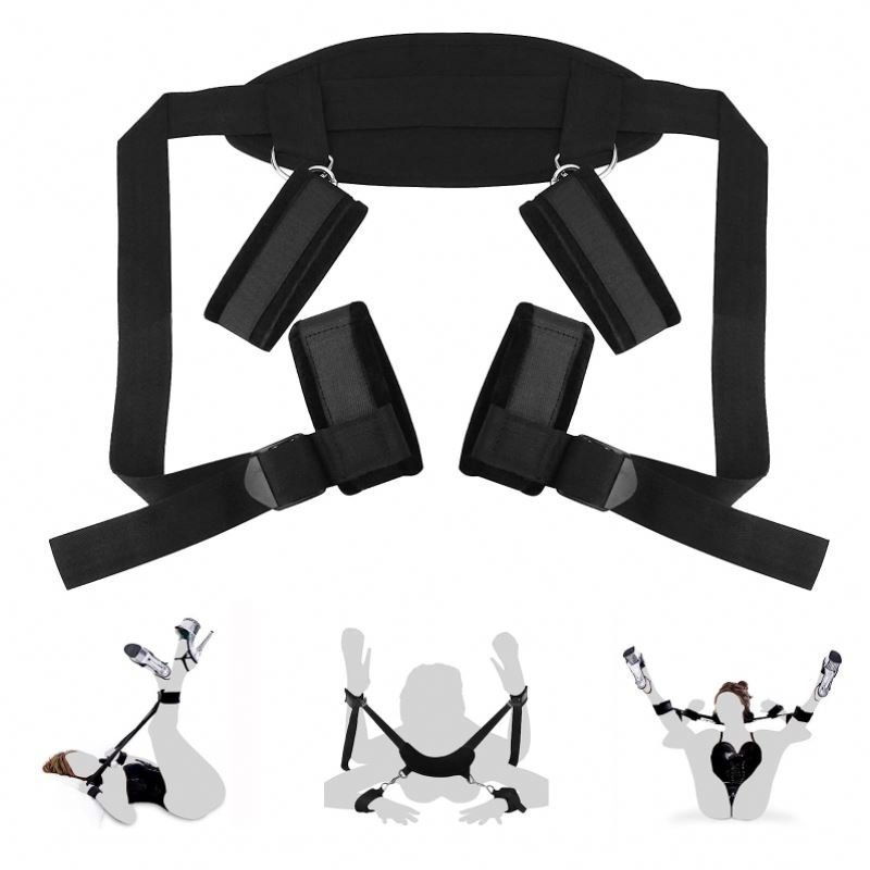 Double Couple BDSMS Bed Restraints Kit Sex Toys Wrist Leg Restraint Straps Hand & Ankle Cuffs Adults Bed Sex Bondage Restraints