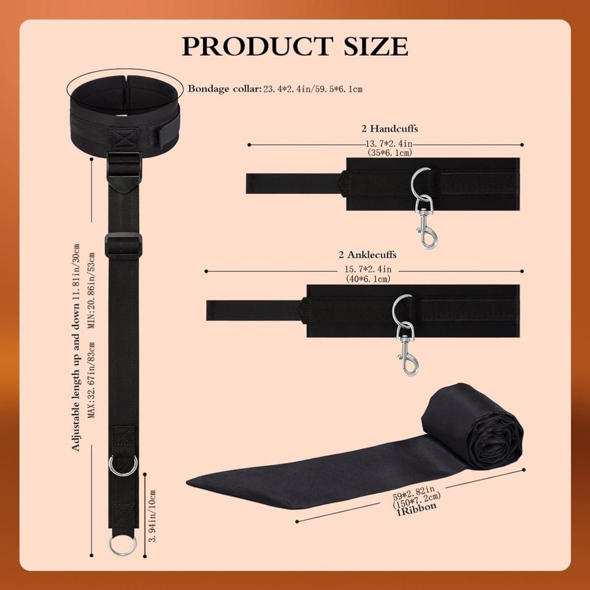 Bondage Set Hand cuffs Collars For Adult Pleasure
