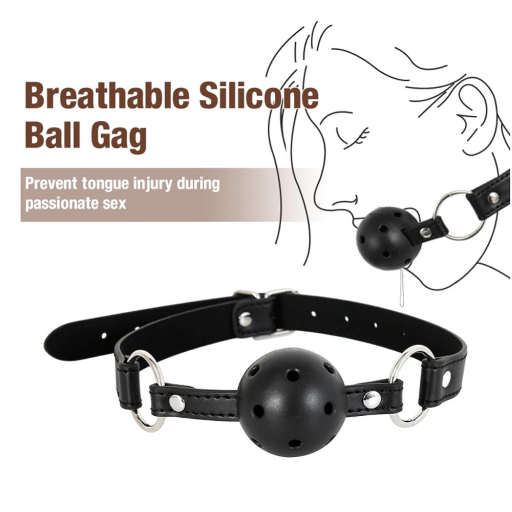 BDSM Anal Hook with Ball Gag 2 in 1 Leather Sex Bondage Set Anal Trainer with Collar Handcuffs & Adjustable Strap
