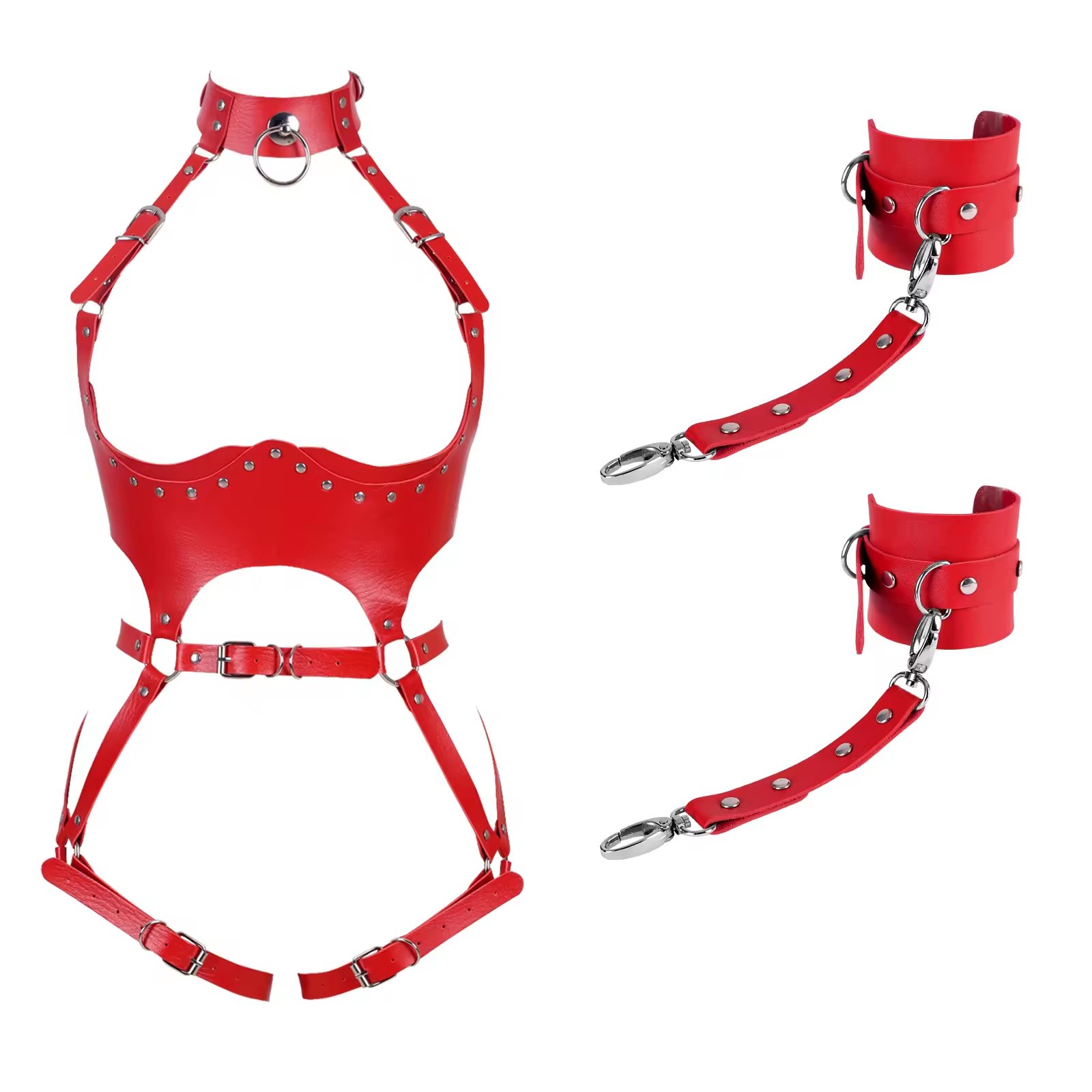 2024 BDSM Body Harness Leather Bondage SM with Leather Handcuffs Harness Lingerie Kit Adult Sexy Lingerie for Women