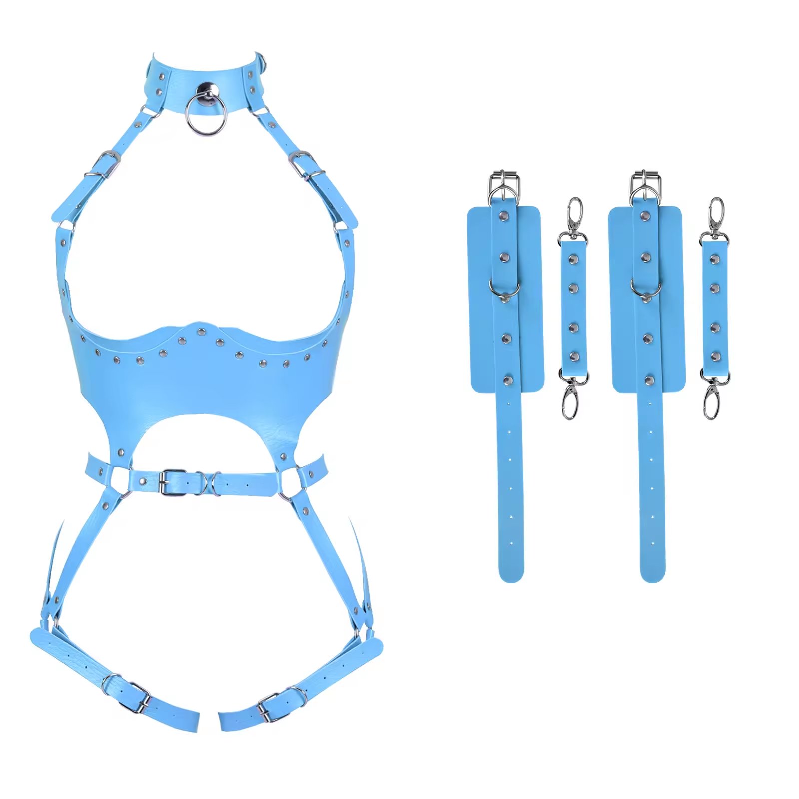 2024 BDSM Body Harness Leather Bondage SM with Leather Handcuffs Harness Lingerie Kit Adult Sexy Lingerie for Women